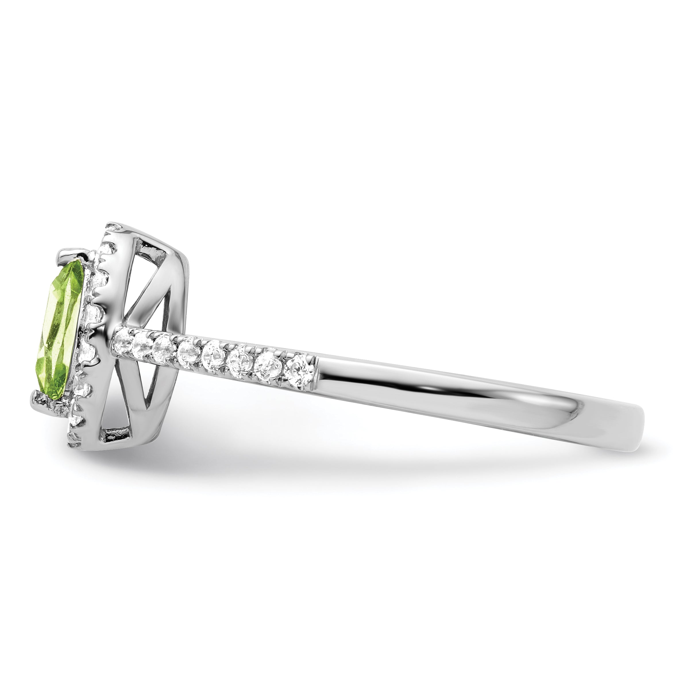 14k White Gold 1/5 carat Lab Grown Diamond VS/SI+ G+ and Peridot August Birthstone Ring