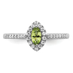 14k White Gold 1/5 carat Lab Grown Diamond VS/SI+ G+ and Peridot August Birthstone Ring