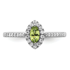 14k White Gold 1/5 carat Lab Grown Diamond VS/SI+ G+ and Peridot August Birthstone Ring