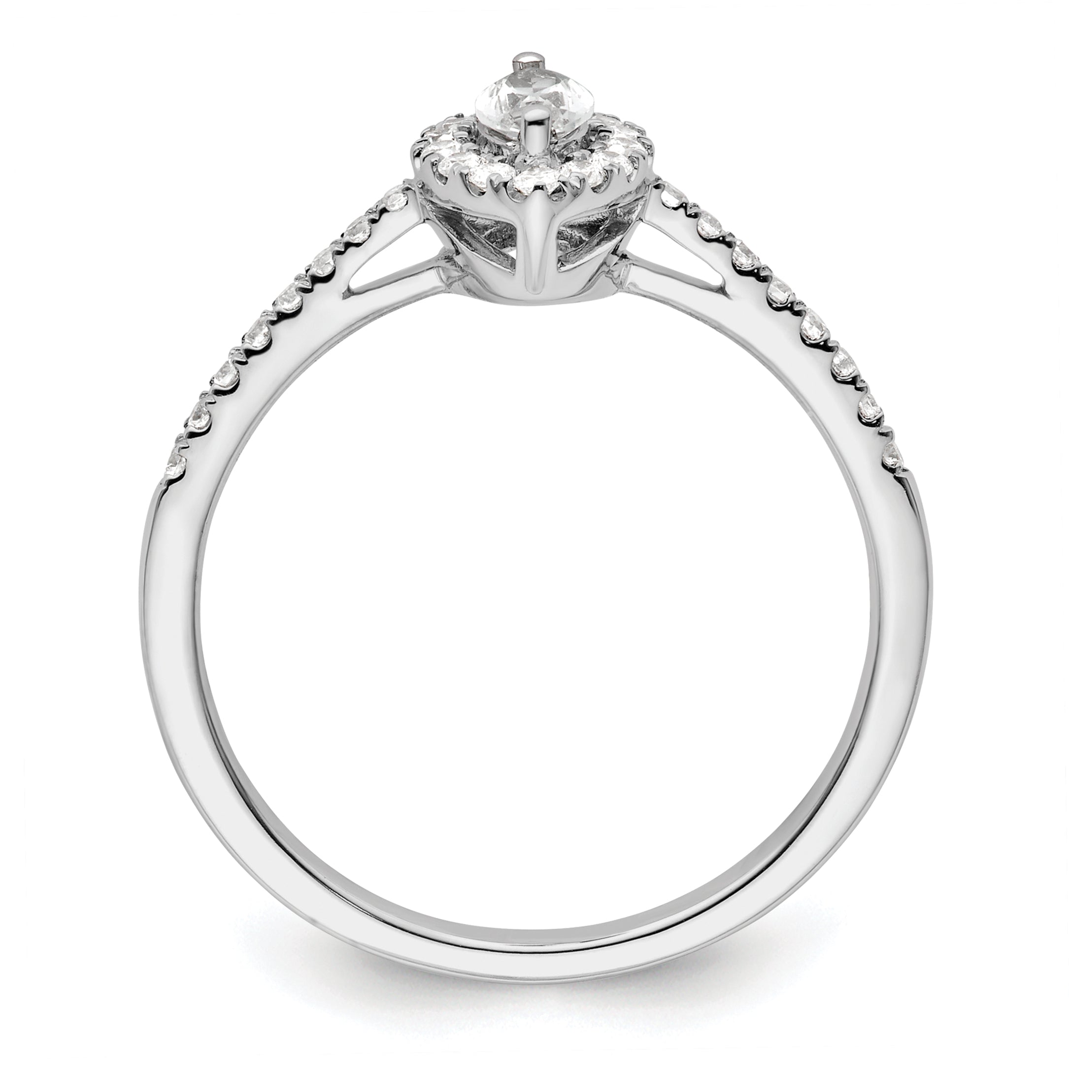 14k White Gold 1/5 carat Lab Grown Diamond VS/SI+ G+ and White Sapphire April Birthstone Ring