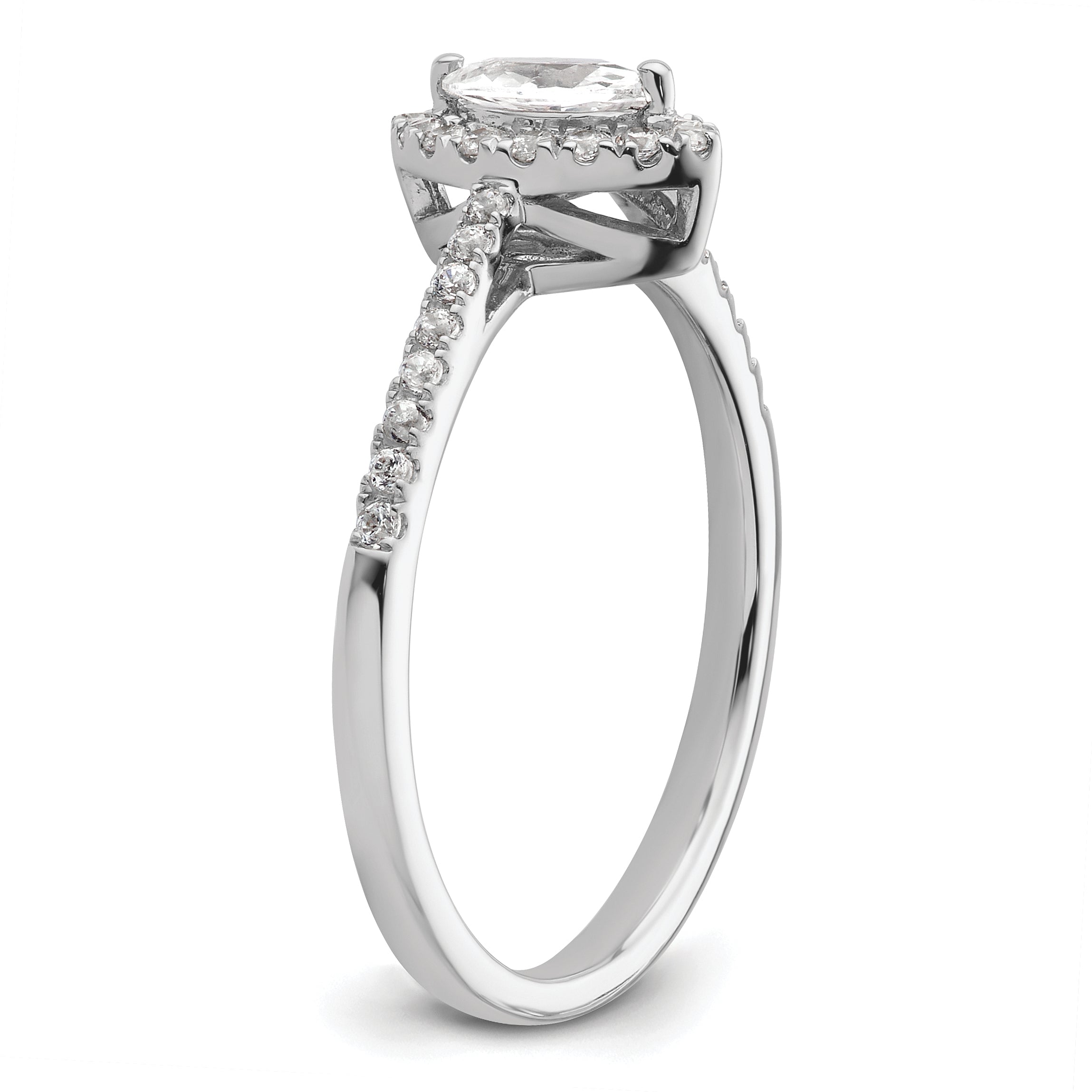 14k White Gold 1/5 carat Lab Grown Diamond VS/SI+ G+ and White Sapphire April Birthstone Ring