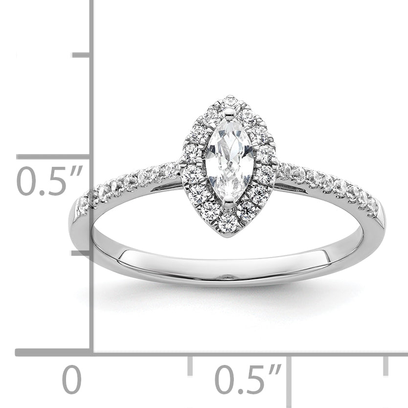14k White Gold 1/5 carat Lab Grown Diamond VS/SI+ G+ and White Sapphire April Birthstone Ring