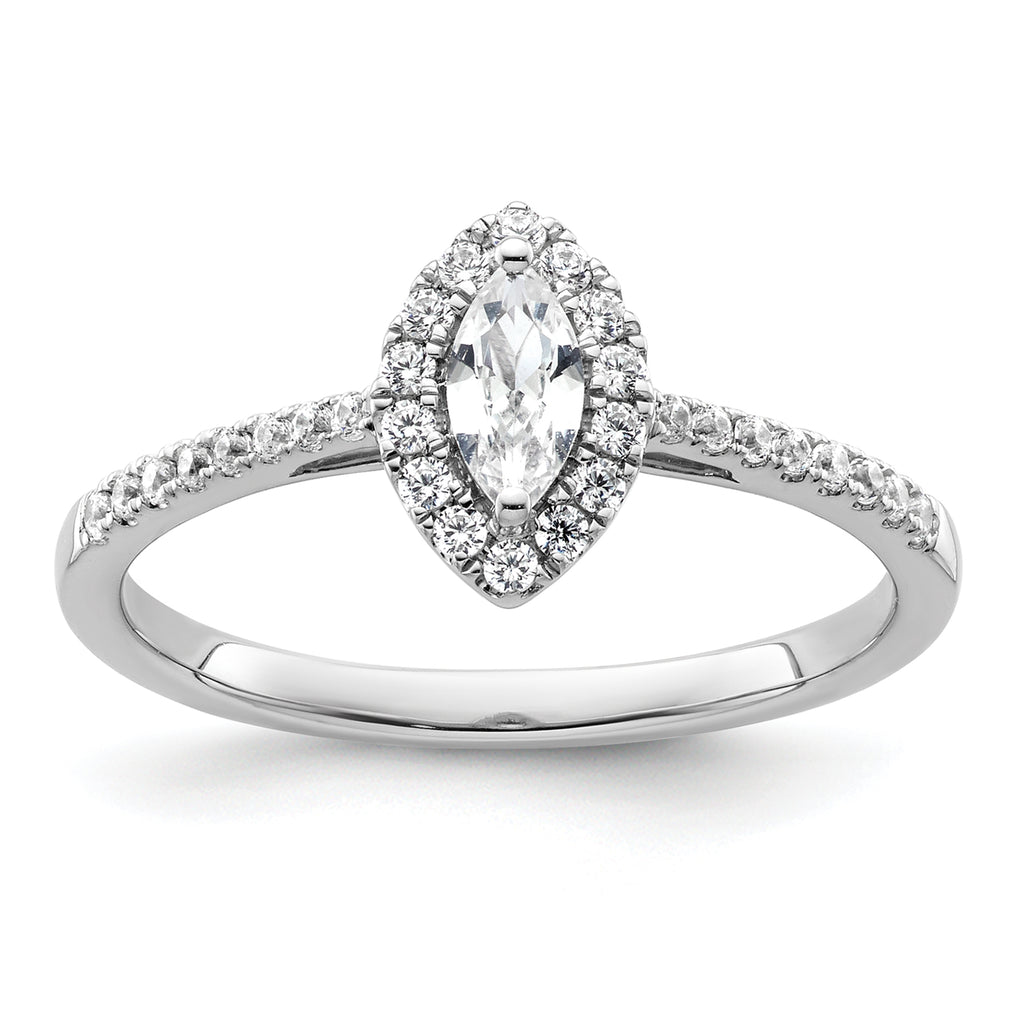 14k White Gold 1/5 carat Lab Grown Diamond VS/SI+ G+ and White Sapphire April Birthstone Ring
