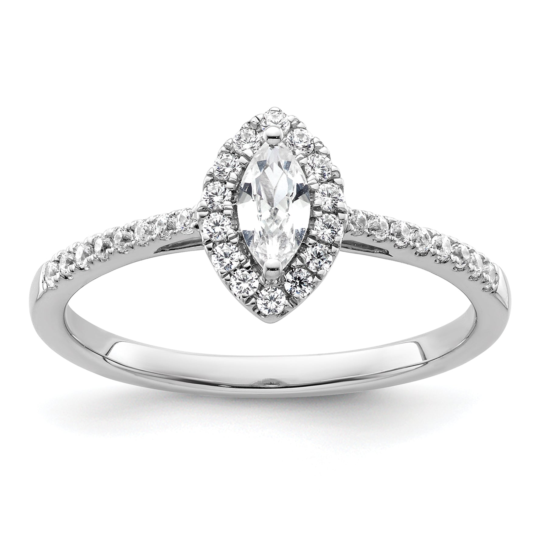 14k White Gold 1/5 carat Lab Grown Diamond VS/SI+ G+ and White Sapphire April Birthstone Ring