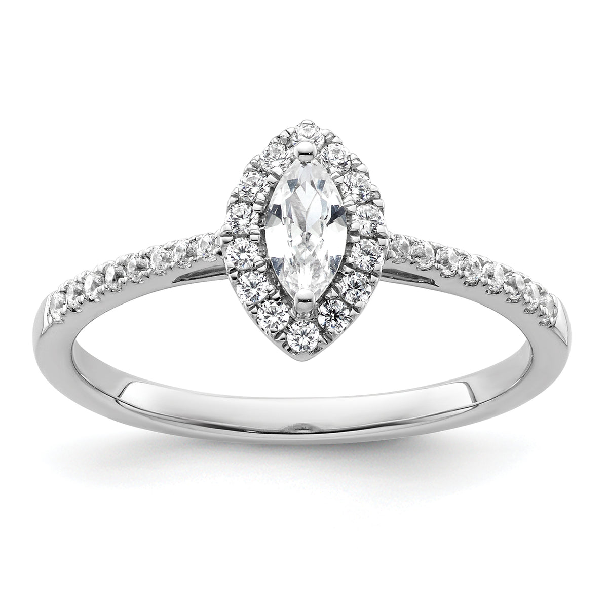 14k White Gold 1/5 carat Lab Grown Diamond VS/SI+ G+ and White Sapphire April Birthstone Ring