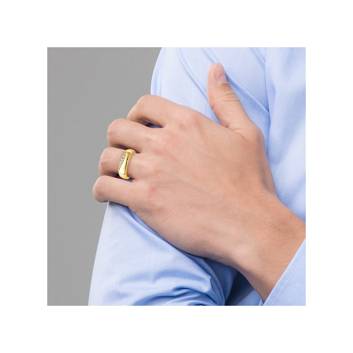 Men's Lab-Grown Diamond Band in 14K Yellow Gold, 3mm (1/4 ct. tw.), Size 10 - Sophia Jewelers