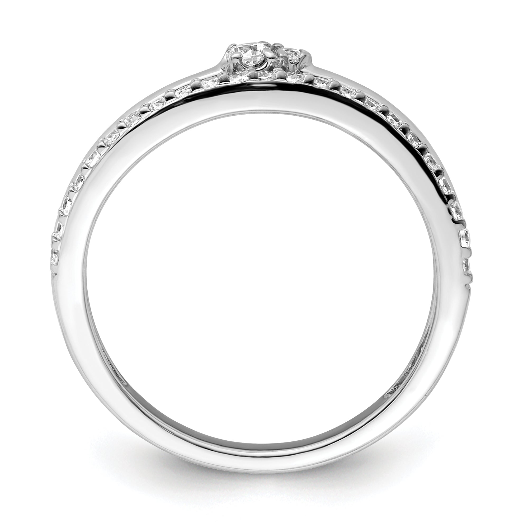 14K White Gold Polished Diamond Double Band Fashion Ring