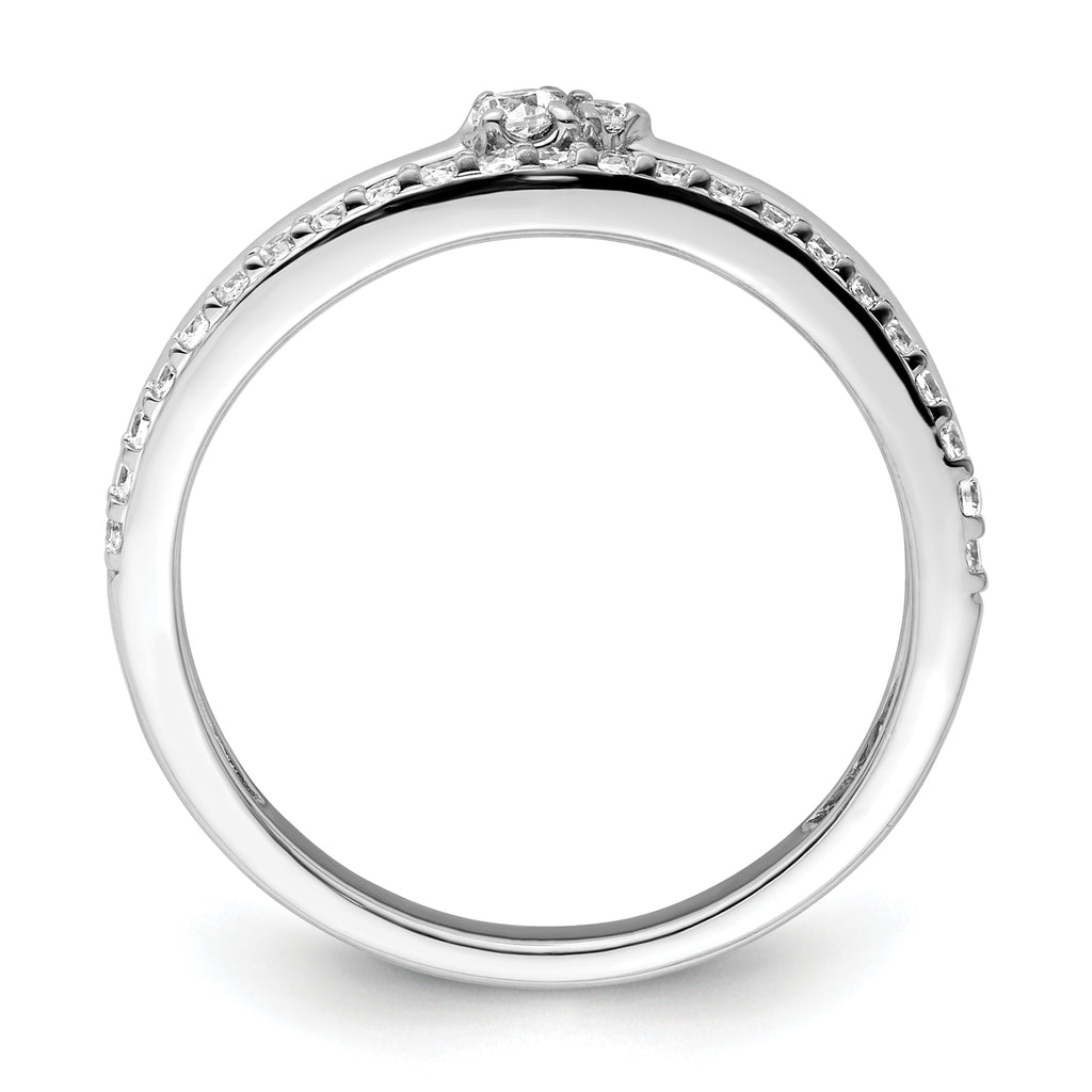 14K White Gold Polished Diamond Double Band Fashion Ring