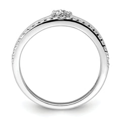14K White Gold Polished Diamond Double Band Fashion Ring