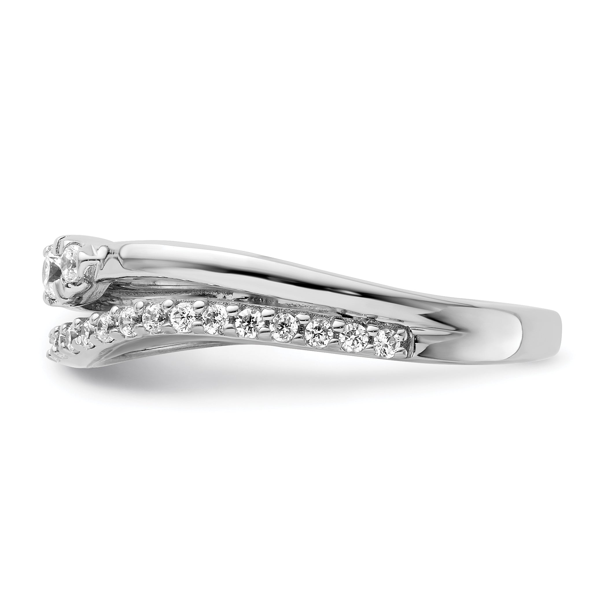 14K White Gold Polished Diamond Double Band Fashion Ring