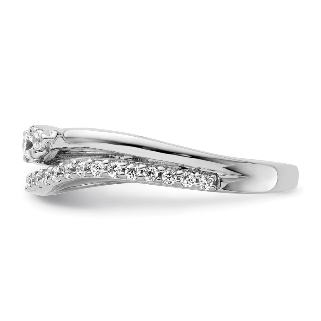 14K White Gold Polished Diamond Double Band Fashion Ring