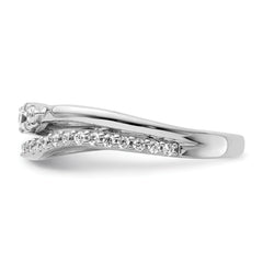14K White Gold Polished Diamond Double Band Fashion Ring