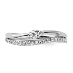 14K White Gold Polished Diamond Double Band Fashion Ring