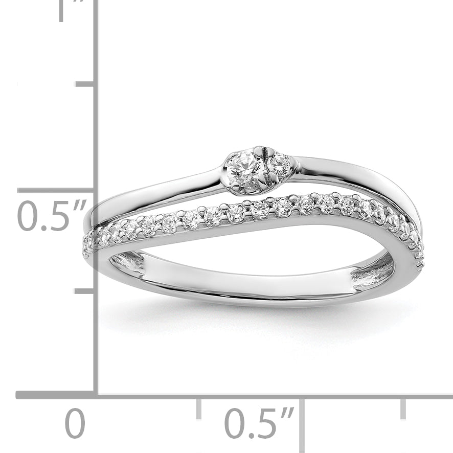 14K White Gold Polished Diamond Double Band Fashion Ring