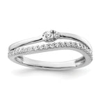 14K White Gold Polished Diamond Double Band Fashion Ring