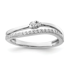 14K White Gold Polished Diamond Double Band Fashion Ring