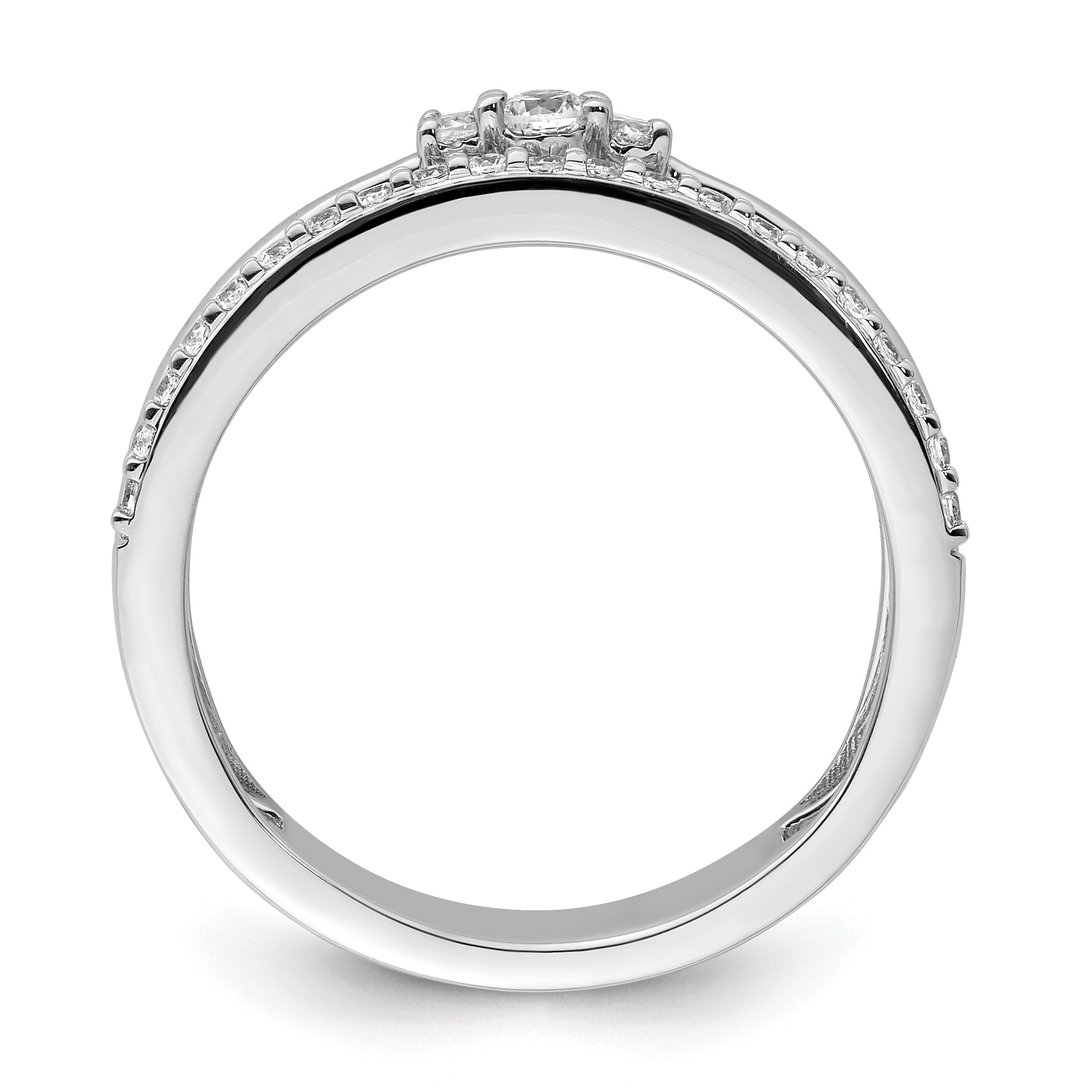 14K White Gold Polished Diamond Double Band Fashion Ring
