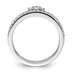 14K White Gold Polished Diamond Double Band Fashion Ring