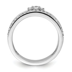 14K White Gold Polished Diamond Double Band Fashion Ring