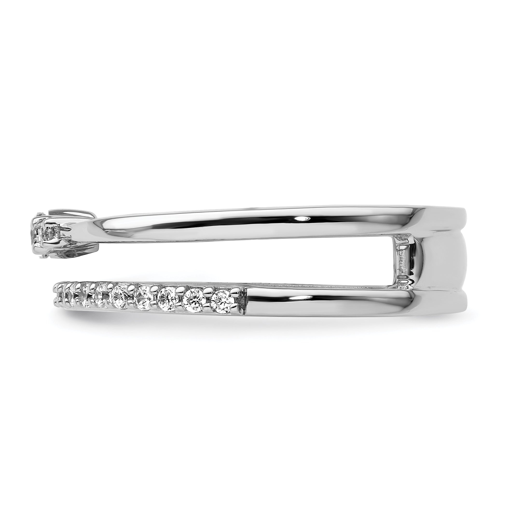 14K White Gold Polished Diamond Double Band Fashion Ring
