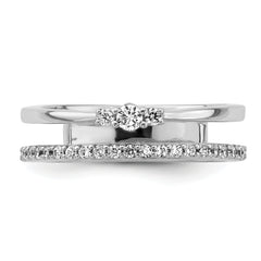 14K White Gold Polished Diamond Double Band Fashion Ring