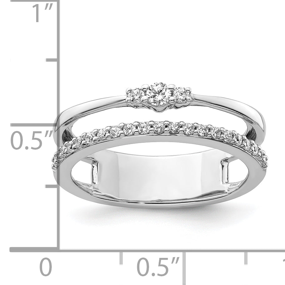 14K White Gold Polished Diamond Double Band Fashion Ring