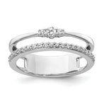 14K White Gold Polished Diamond Double Band Fashion Ring