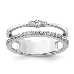 14K White Gold Polished Diamond Double Band Fashion Ring