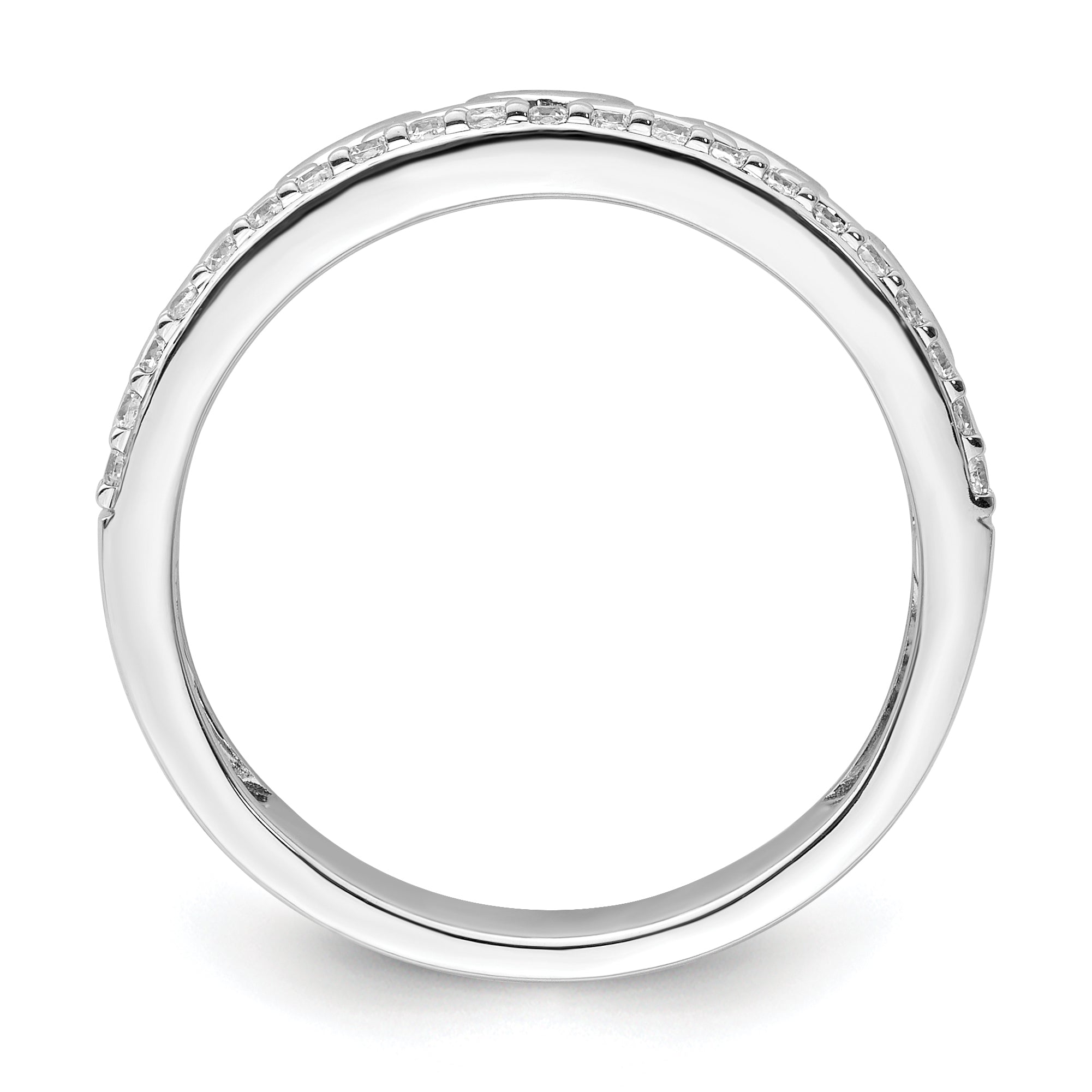 14K White Gold Polished Diamond Double Band Fashion Ring Secondary image