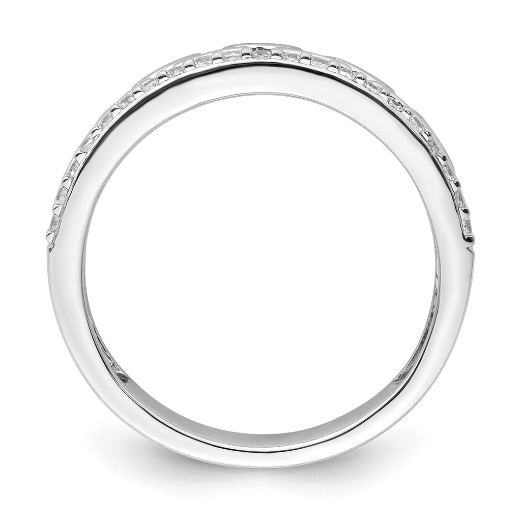 14K White Gold Polished Diamond Double Band Fashion Ring