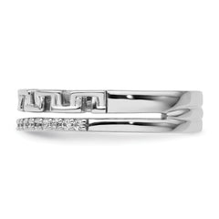14K White Gold Polished Diamond Double Band Fashion Ring