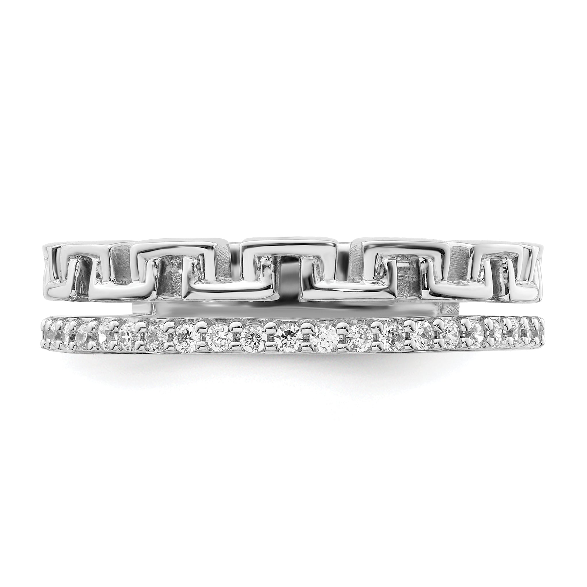 14K White Gold Polished Diamond Double Band Fashion Ring