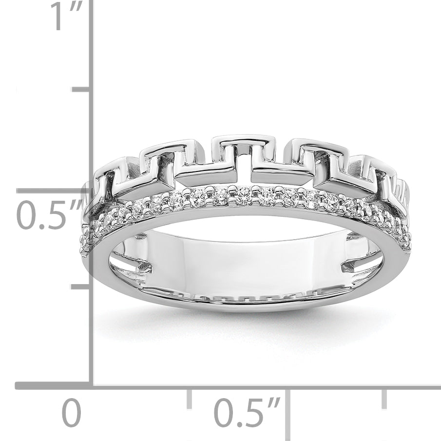 14K White Gold Polished Diamond Double Band Fashion Ring