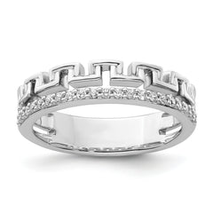 14K White Gold Polished Diamond Double Band Fashion Ring