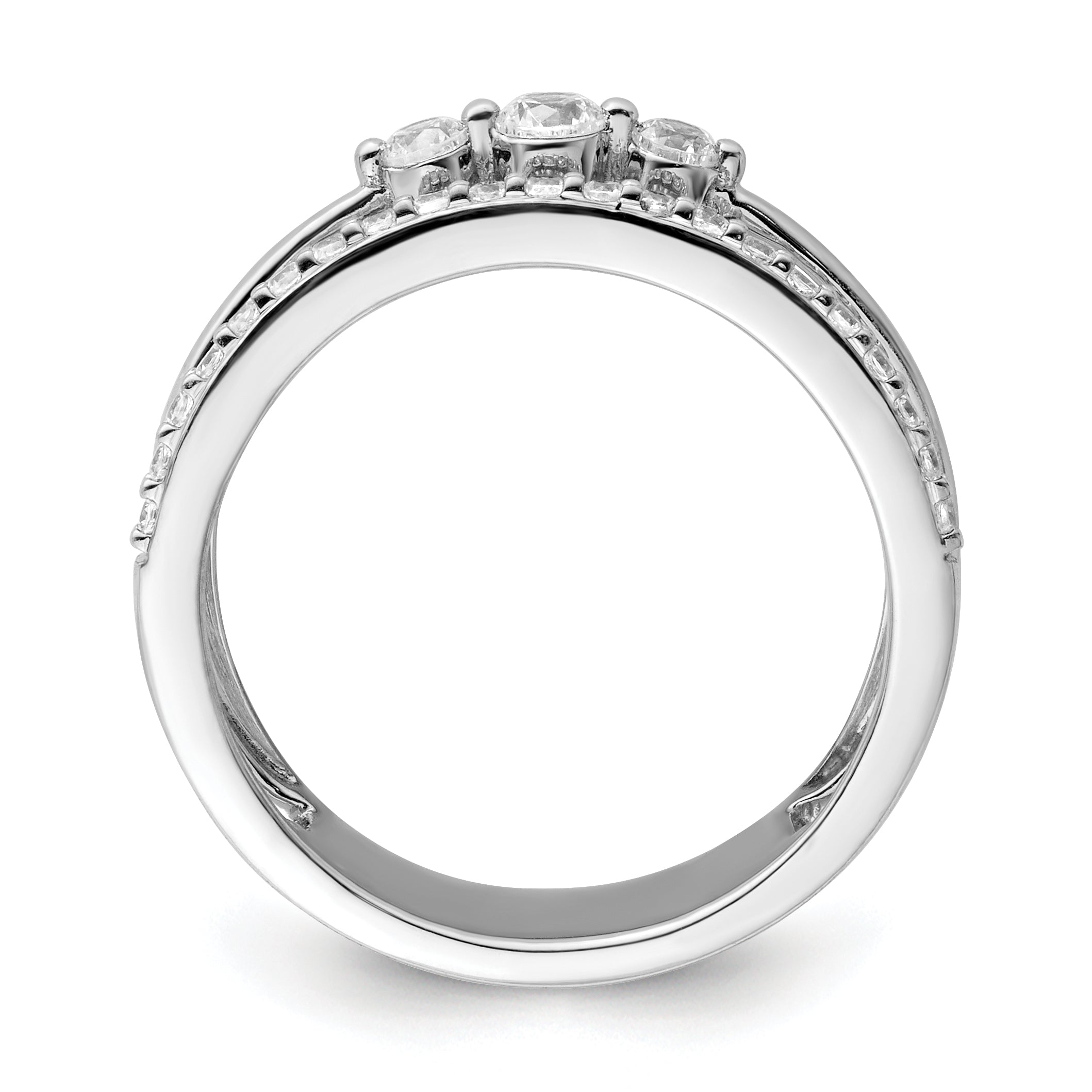 14K White Gold Polished Diamond Double Band Fashion Ring
