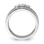 14K White Gold Polished Diamond Double Band Fashion Ring