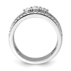 14K White Gold Polished Diamond Double Band Fashion Ring