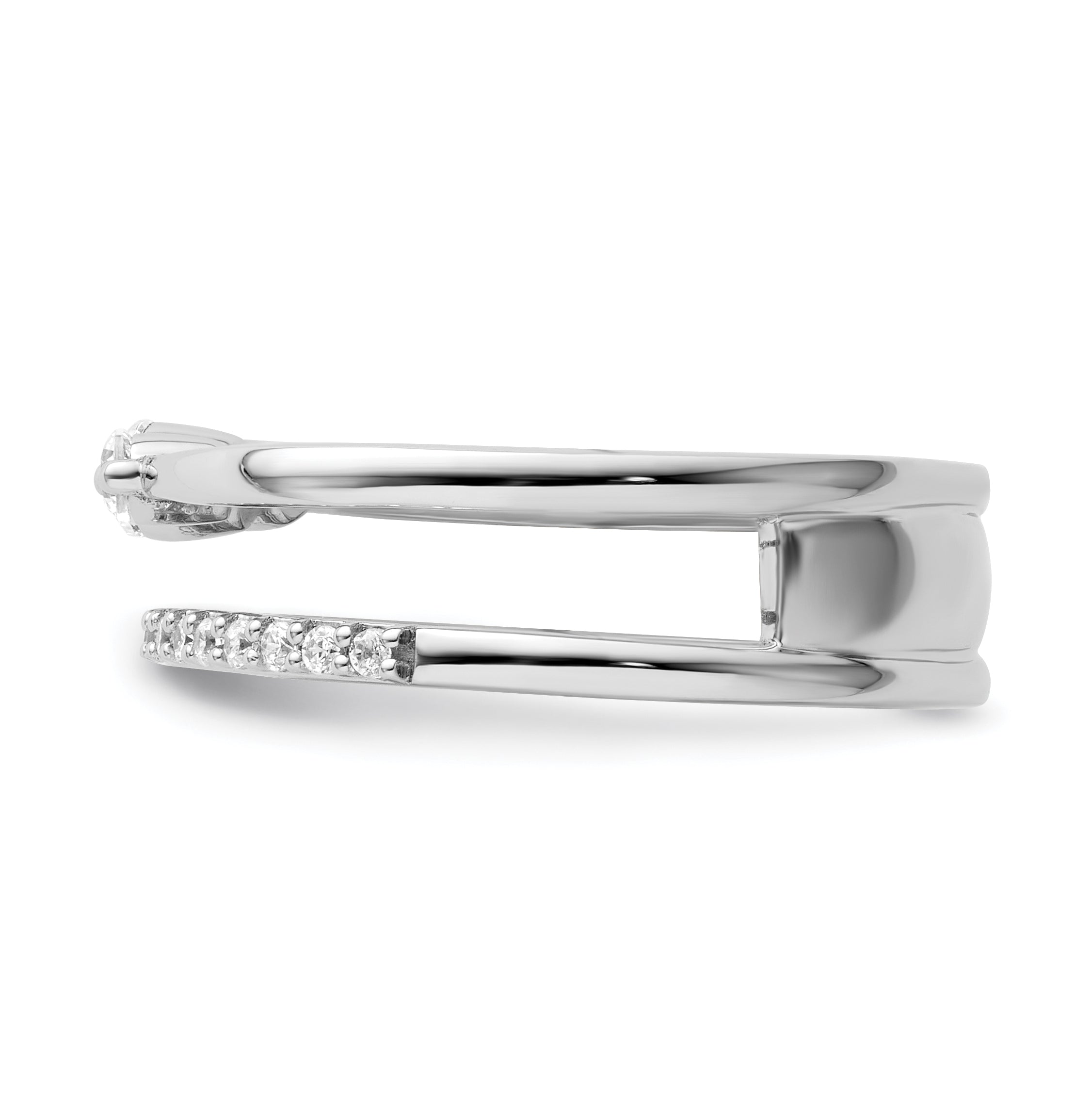 14K White Gold Polished Diamond Double Band Fashion Ring