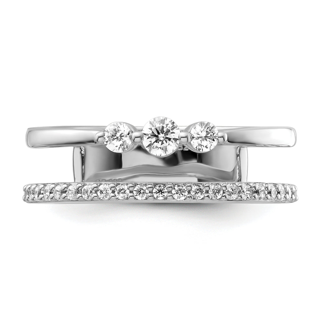 14K White Gold Polished Diamond Double Band Fashion Ring
