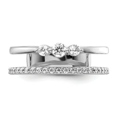 14K White Gold Polished Diamond Double Band Fashion Ring