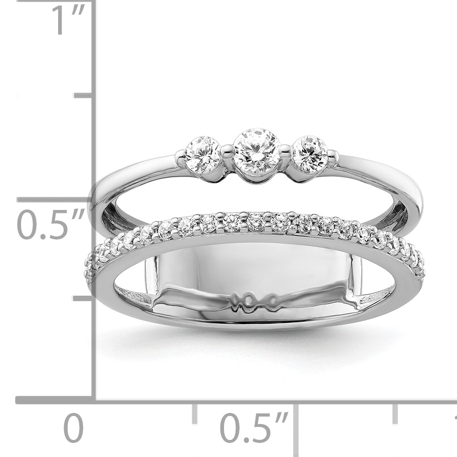 14K White Gold Polished Diamond Double Band Fashion Ring