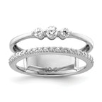 14K White Gold Polished Diamond Double Band Fashion Ring