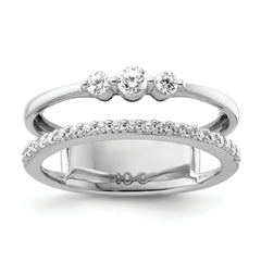 14K White Gold Polished Diamond Double Band Fashion Ring