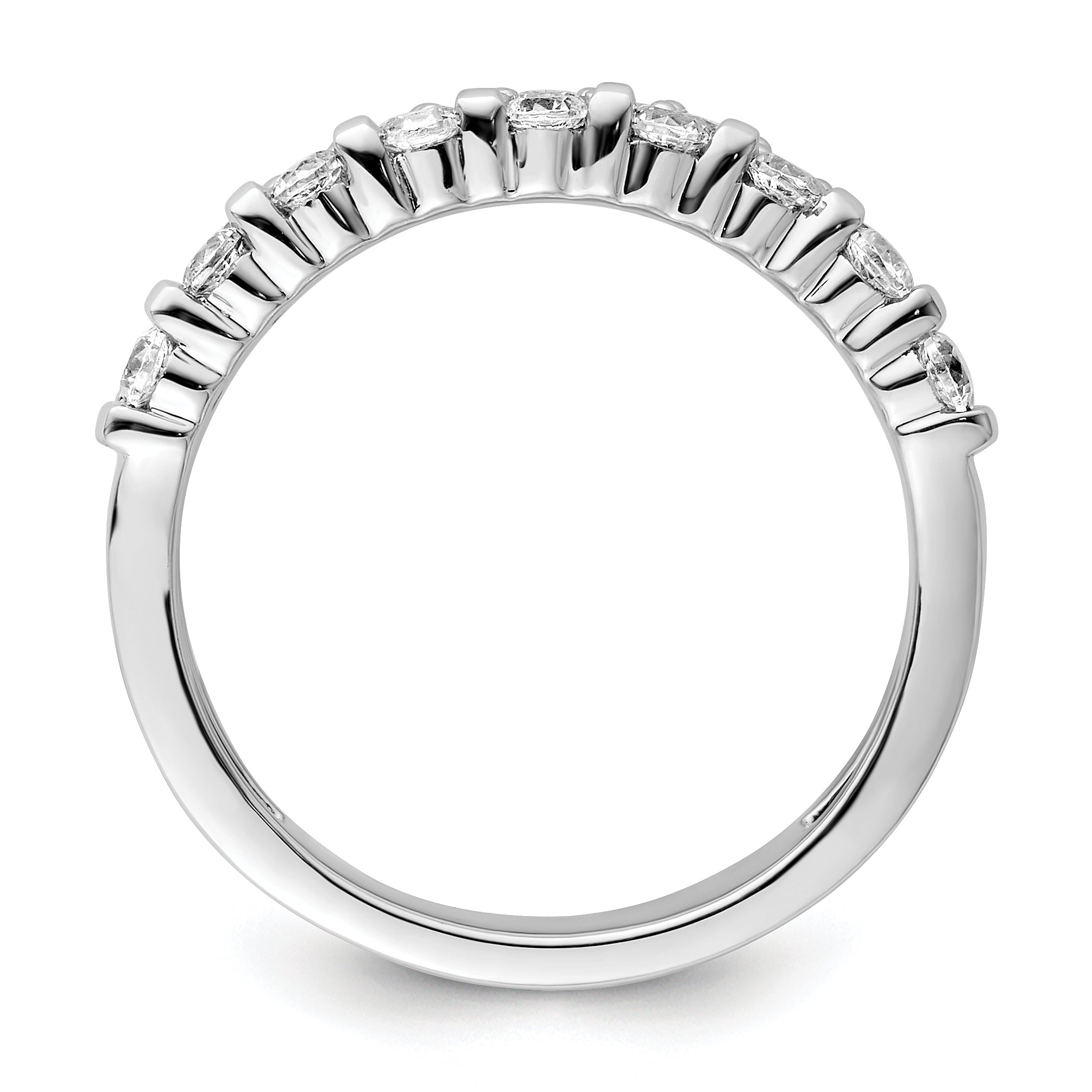 14K White Gold Polished Diamond Double Band Fashion Ring