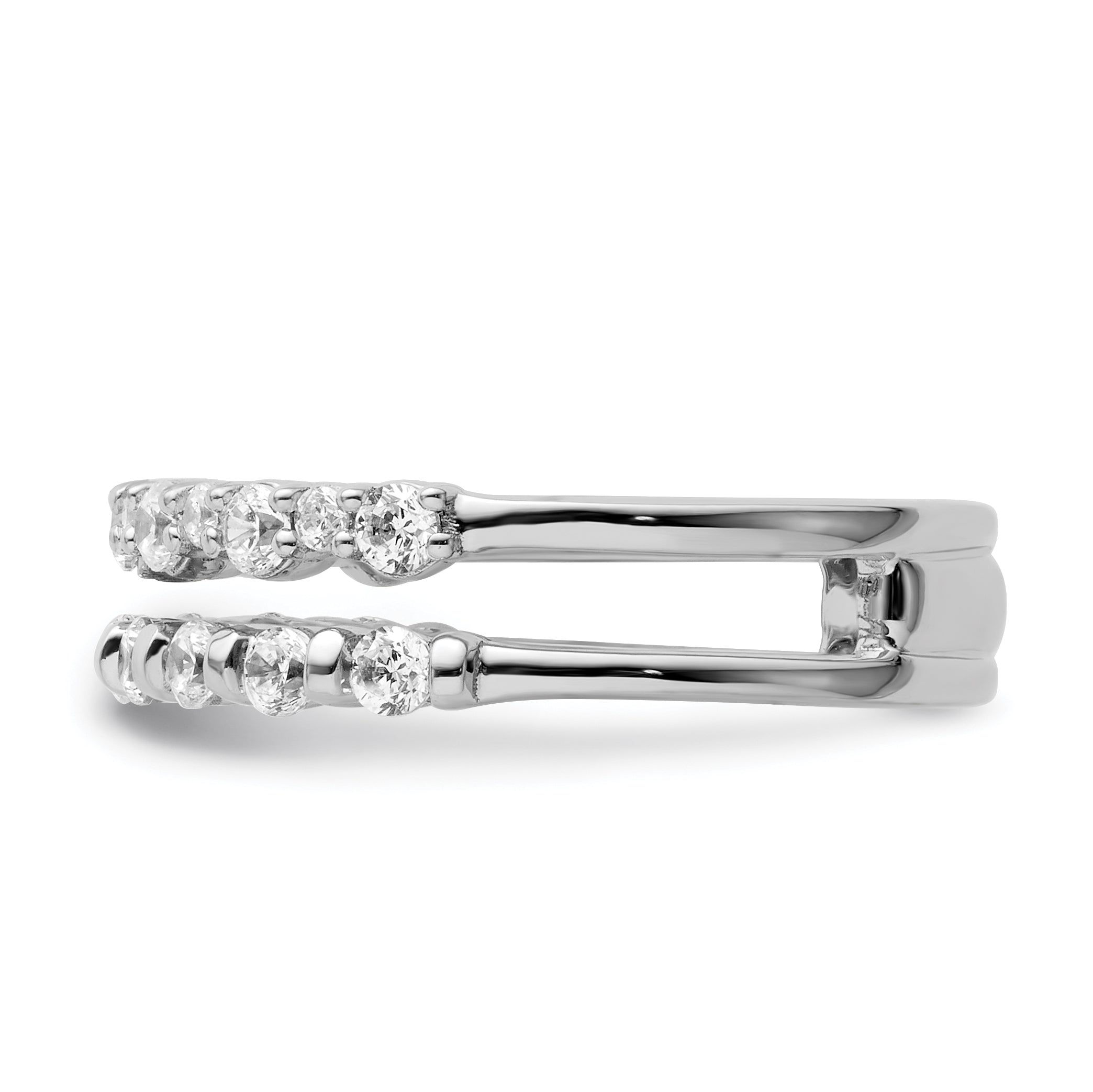 14K White Gold Polished Diamond Double Band Fashion Ring