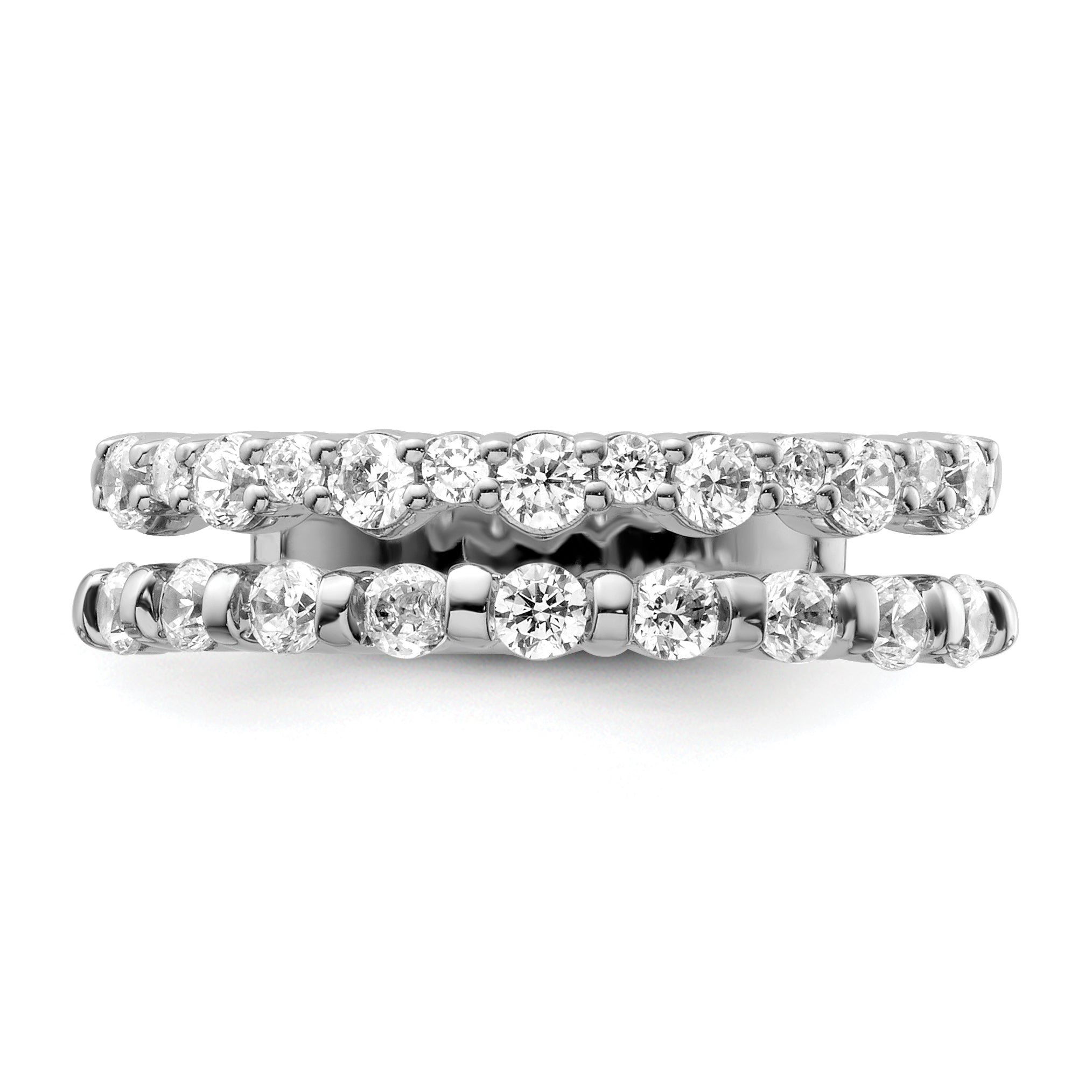 14K White Gold Polished Diamond Double Band Fashion Ring