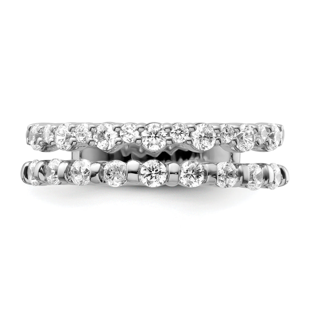 14K White Gold Polished Diamond Double Band Fashion Ring