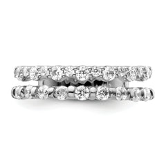 14K White Gold Polished Diamond Double Band Fashion Ring