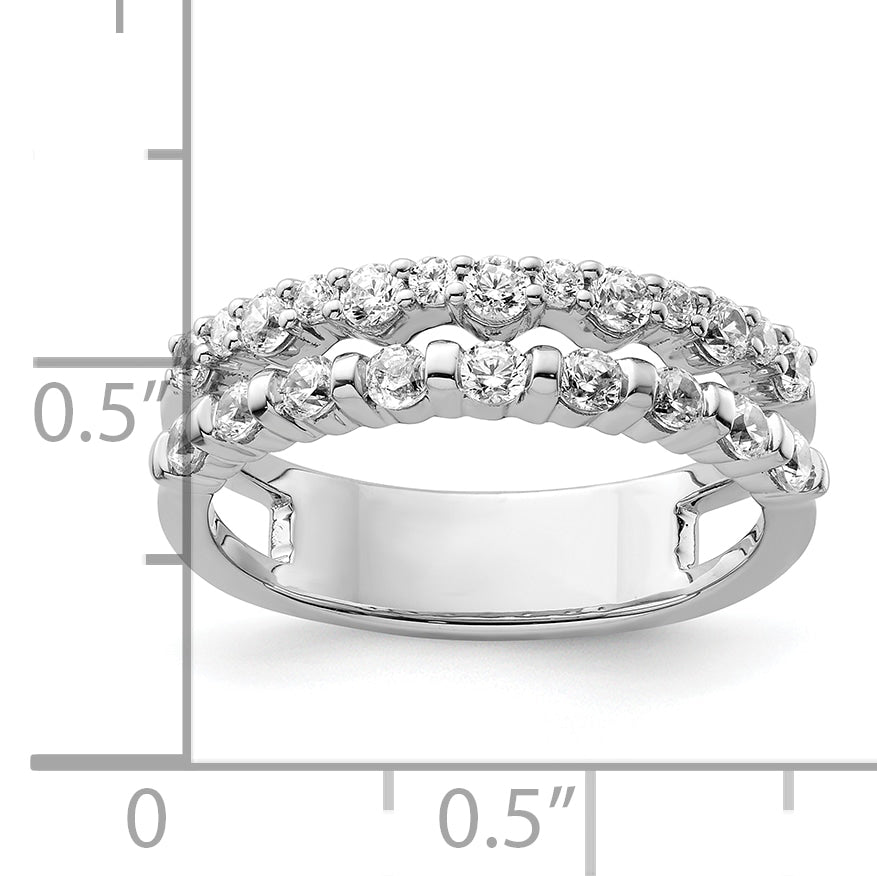 14K White Gold Polished Diamond Double Band Fashion Ring
