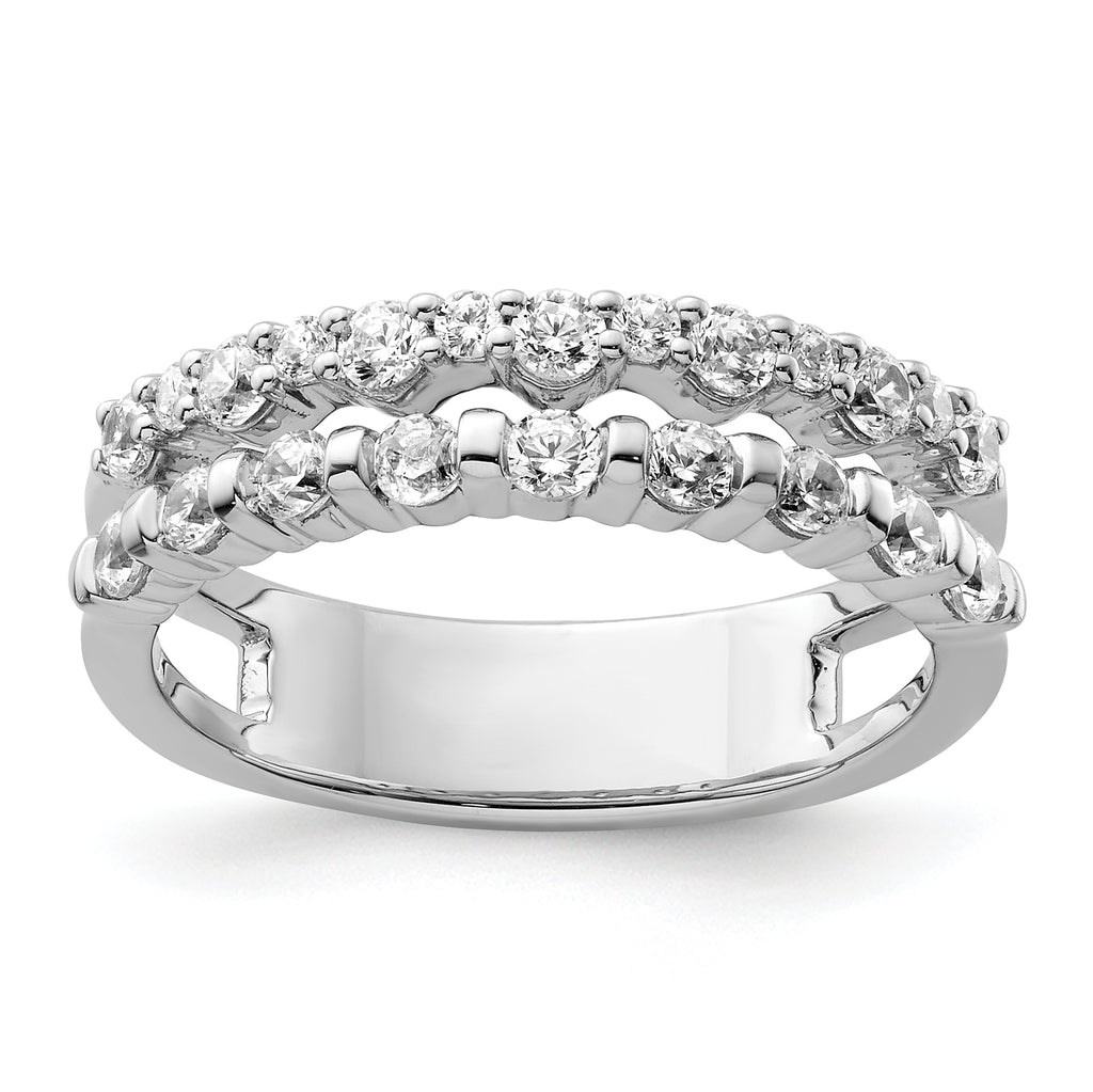 14K White Gold Polished Diamond Double Band Fashion Ring